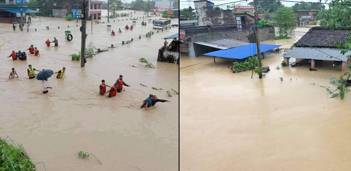 परासी बजारमा बाढि पस्यो, एकजना बेपत्ता